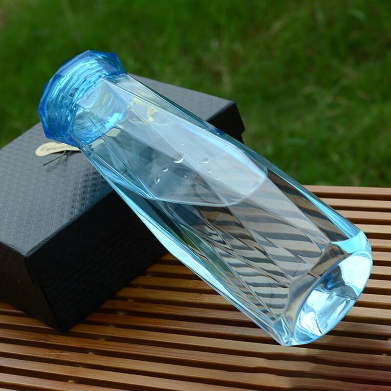 600ml Große Kapazität Glas Wasser Flasche Bunte Sommer Trinken Flasche Schule Ich bin Freien freundlicher Protable Flasche: Blau