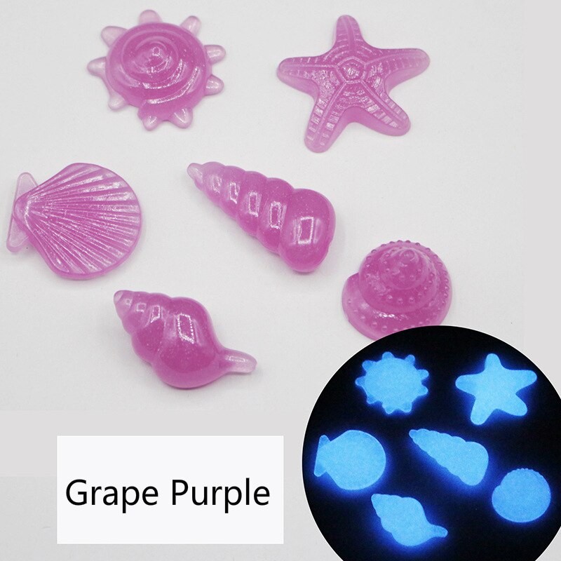 80 PCS Luminous Artificial Stones Glow in the Dark Starfish Shell Pebbles Garden Pathway Decoration Noctilucent Pebbles For Yard: Grape Purple