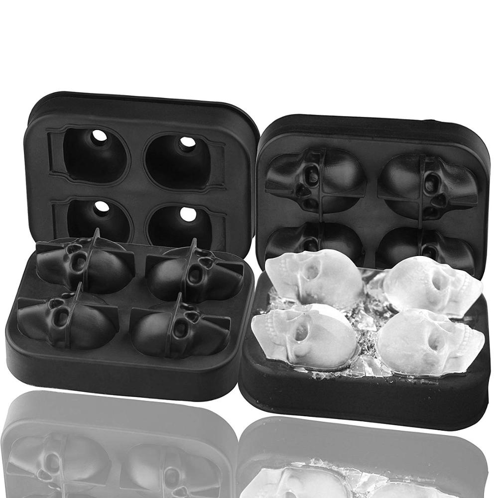 DIY Molds for Bars Silicone Skull Ice Cube Four-in-one Silicone Skull Ice Cube Mold Whiskey Ice Cream 3D Ice Maker