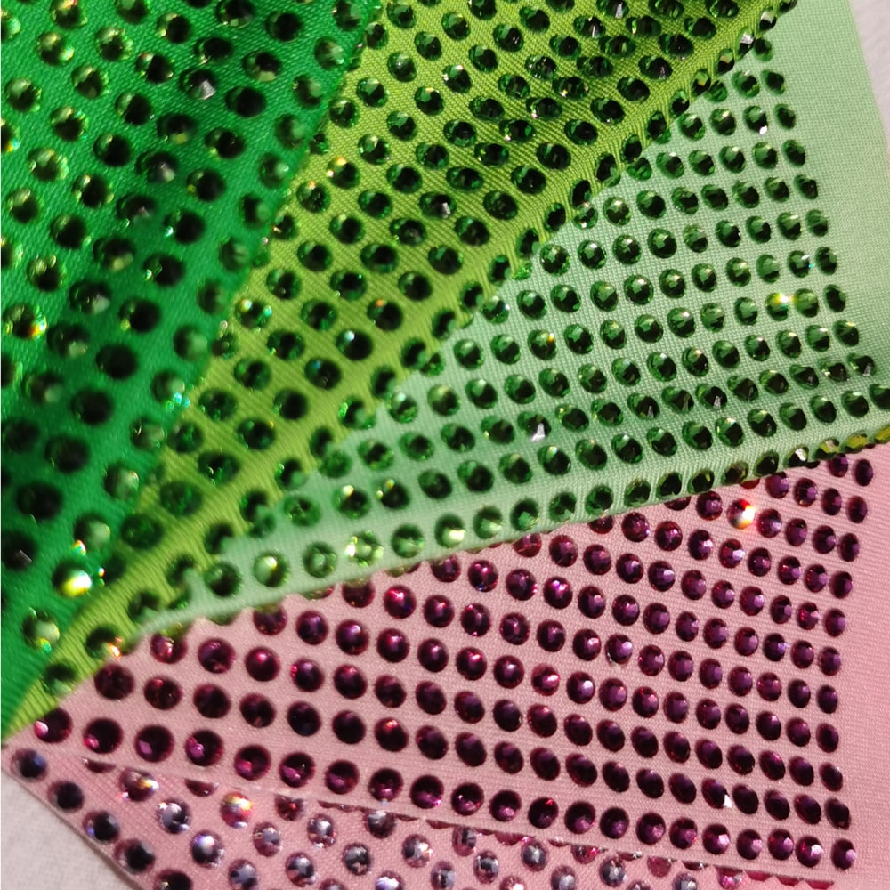 Crystal Fabric Palette Rose Pink Crystal Rhinestone Polyester Spandex Elastic Stretch Fabric Textile