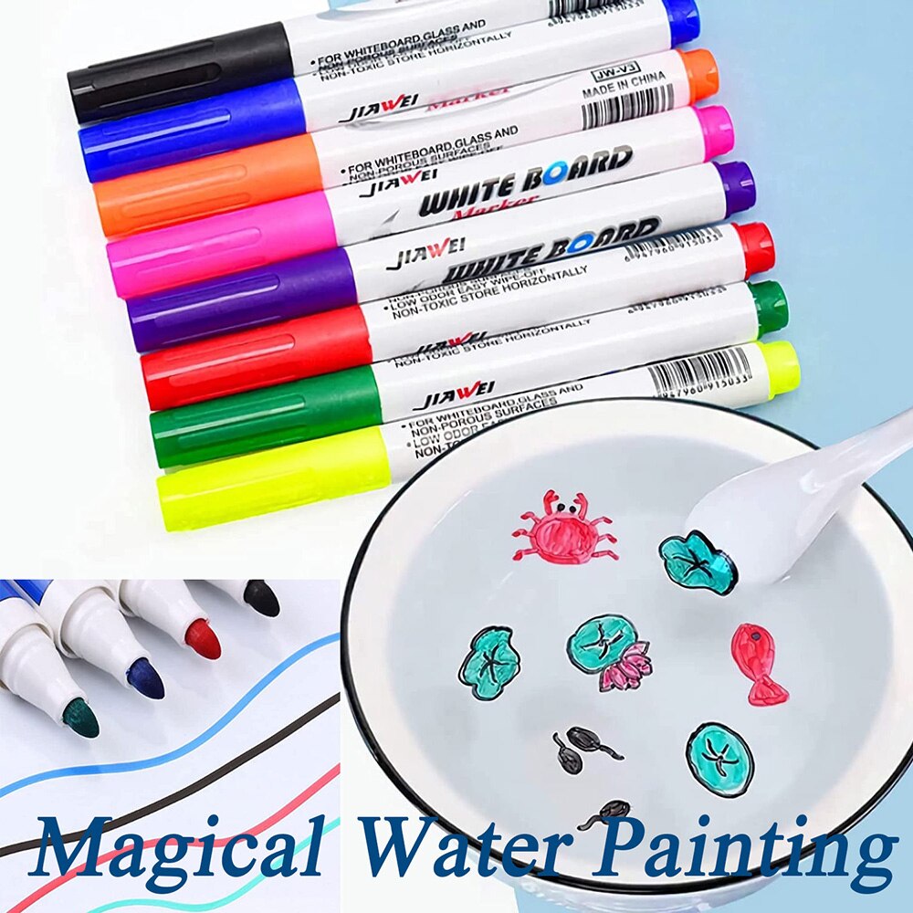 Rotuladores mágicos de agua para niños, rotuladores mágicos flotantes de pintura al agua, marcadores de pizarra blanca, rotuladores de de colores para garabatear, 4/8/12 colores