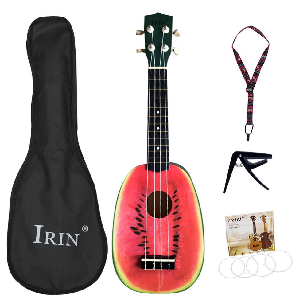 IRIN-ukelele de tilo con forma de sandía para principiantes, bolsa de almacenamiento, cuerdas, Capo, 21 pulgadas: Default Title