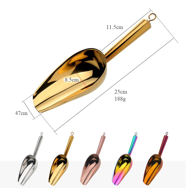 1pc rustfritt stål isspade mel korn ris matte multi-hensikt spade buffet sukkertøy bar er spade sette te sett redskaper