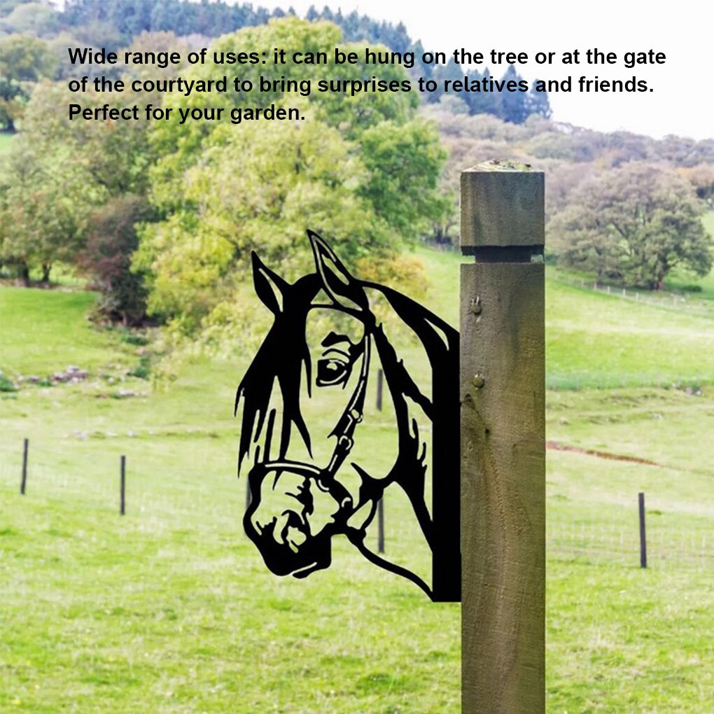 Metalen Gluren Paard Outdoor Tuin Ornamenten Art Farm Yard Muur Boom Hanger Decoratie Tuinbeelden Sculpturen
