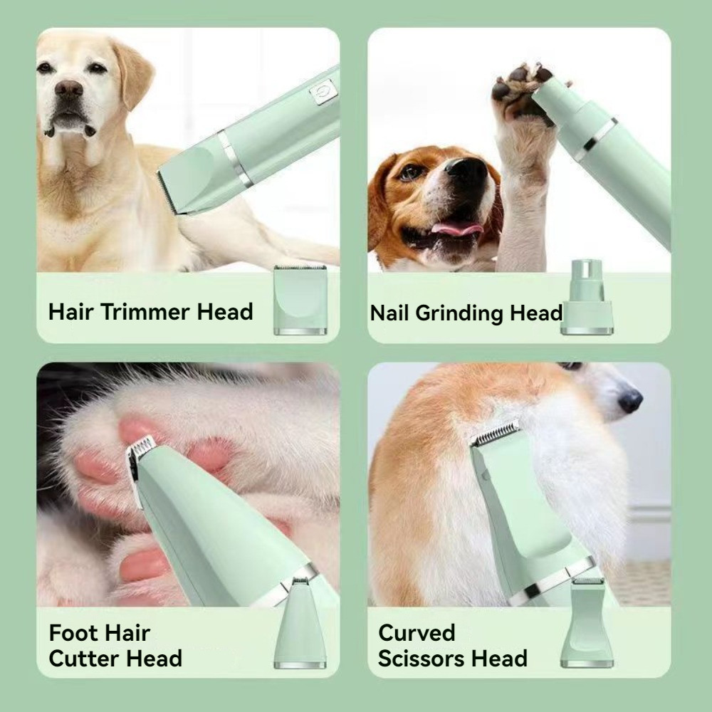 4 in 1 elektrischer Haarschneider für Haustiere, Haarschneider für Hunde und Katzen, wiederaufladbarer USB-Haustierrasierer-Haarschneider