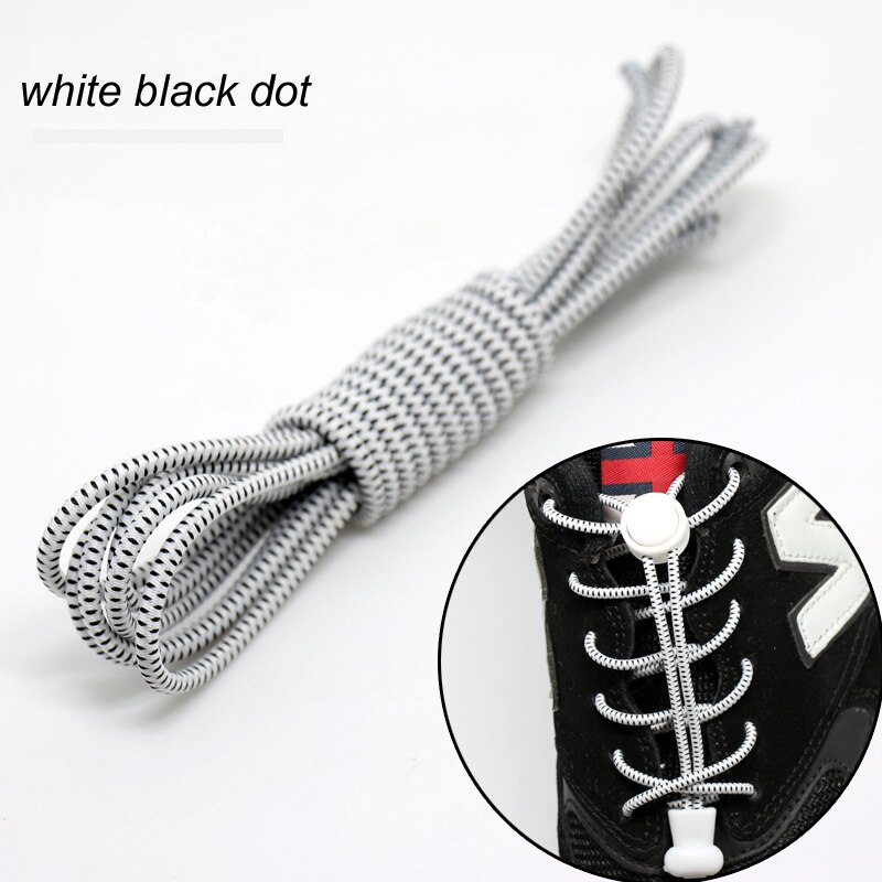 1pair Locking Shoe Laces Shoestrings Running Triathlon No tie Shoelace Sports Laces Hiking Shoelaces Children Elastic Shoelace: white black