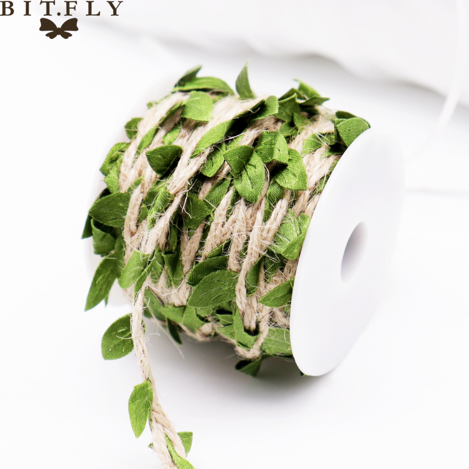 Bit.fly 5mm 1 yard gør det selv kunstige grønne blade hamp reb bryllupsfest juledekoration blomster guirlander blade snor suppli