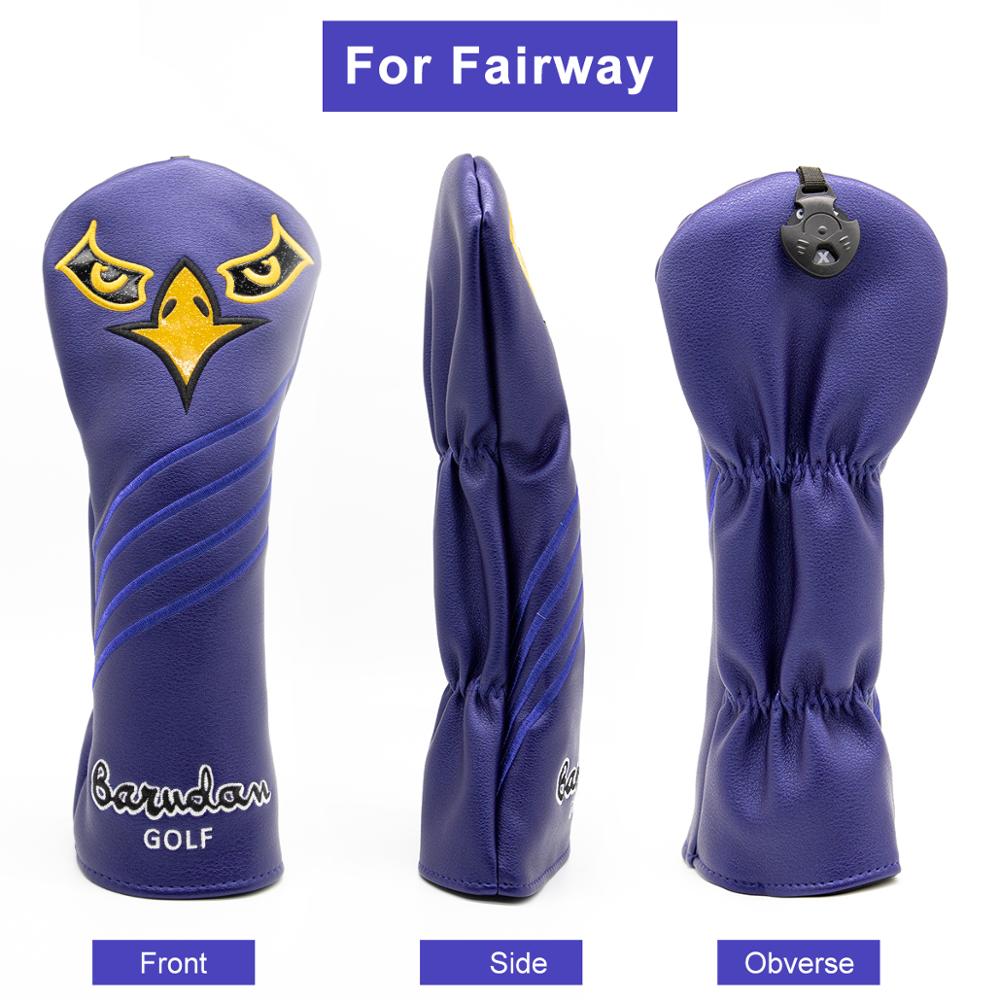 Cubierta de cabeza de palo de Golf cubierta de cabeza de madera para Conductor de Golf cubierta de madera Fairway cubierta híbrida con etiquetas con números y Color morado: Fairway