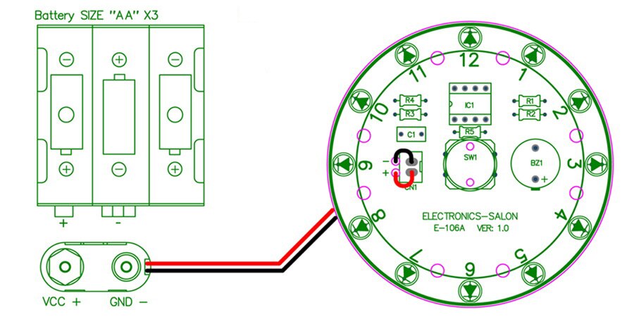12 Position LED Electronic Lucky Rotary Board Kit, Based on PIC12F508.