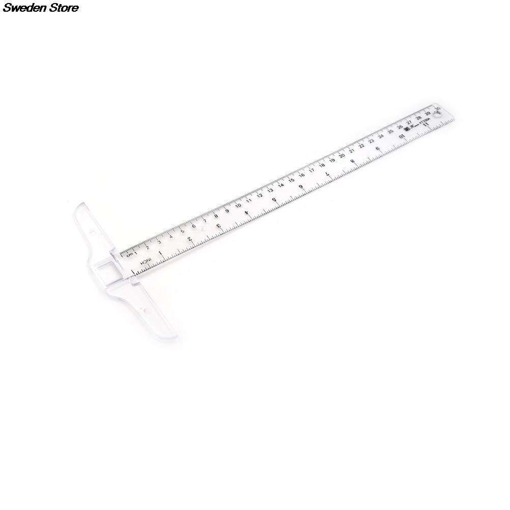 1pcs T Square Ruler 30cm Plastic T Shape Ruler Clear Transparent Measurements Straight Ruler Measure Tool Tool Parts