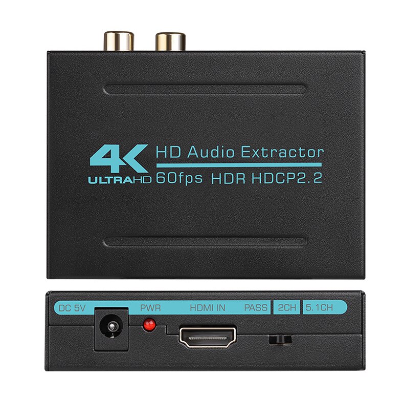 4K 60Hz HDMI 2.0 Audio Splitter 5.1 ARC HDMI Audio Extractor HDCP 2.2 HDR10 Audio Converter 4K HD-MI to Optical TOSLINK SPDIF