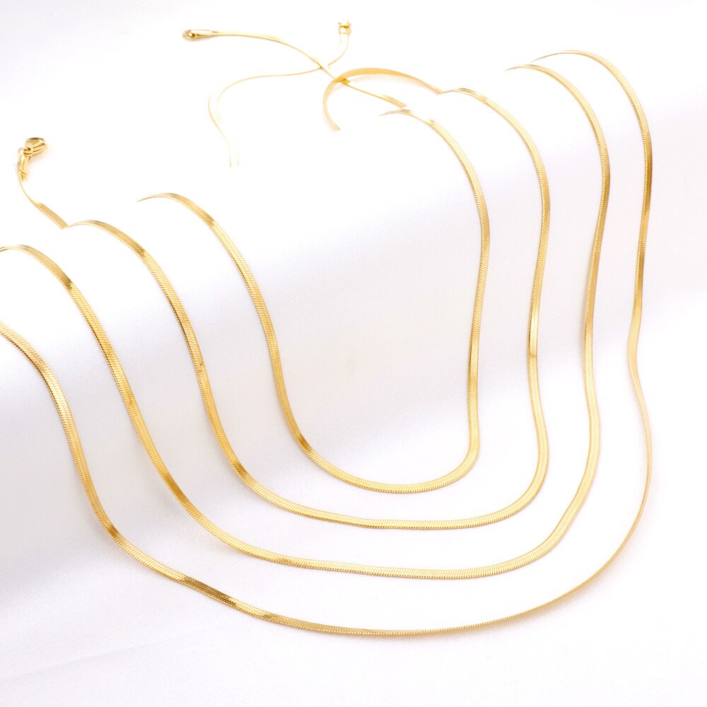 Cadenas de hoja de acero inoxidable para mujer, collares de boda, piezas de joyería, exquisita gargantilla, 45/50/55/60Cm de ancho, 2,5mm de ancho, 1 ud.: Gold / 55 cm