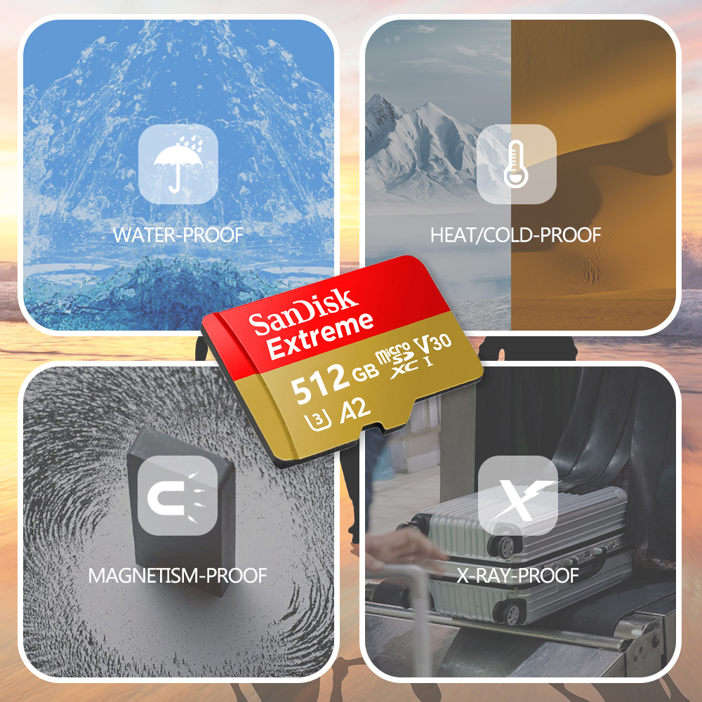 100% SanDisk Extreme MicroSD Card U3 A2 Memory Card V30 256GB 128GB 64GB 32GB Original TF Card A1 for Camera 512gB 1TB SDXC tf