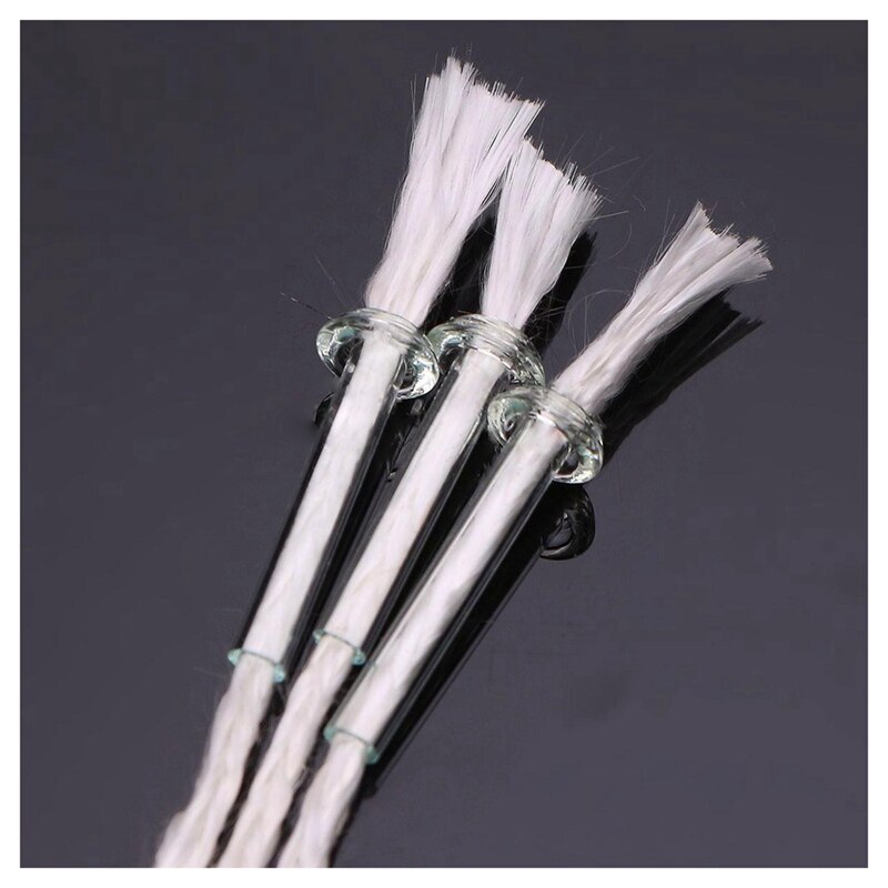 3 stuks glazen buis olielamp lonthouder adapter met 4.7 inch ronde katoenen lont wit