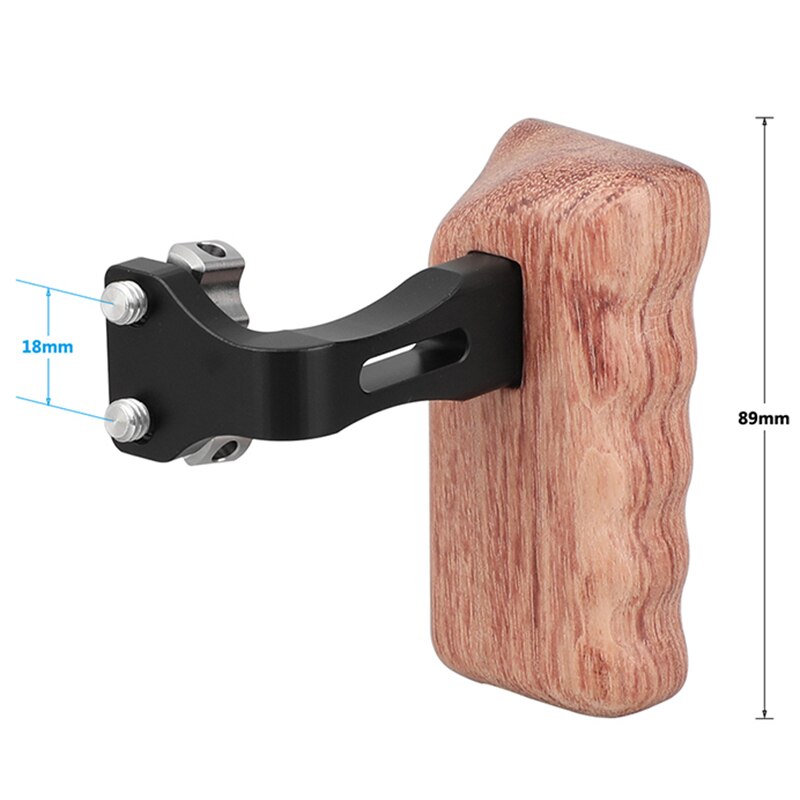 Wooden Hand Grip Medium Size with 1/4 inch-20 Thumbscrew Knob Left Side for DSLR Camera Cage Rig