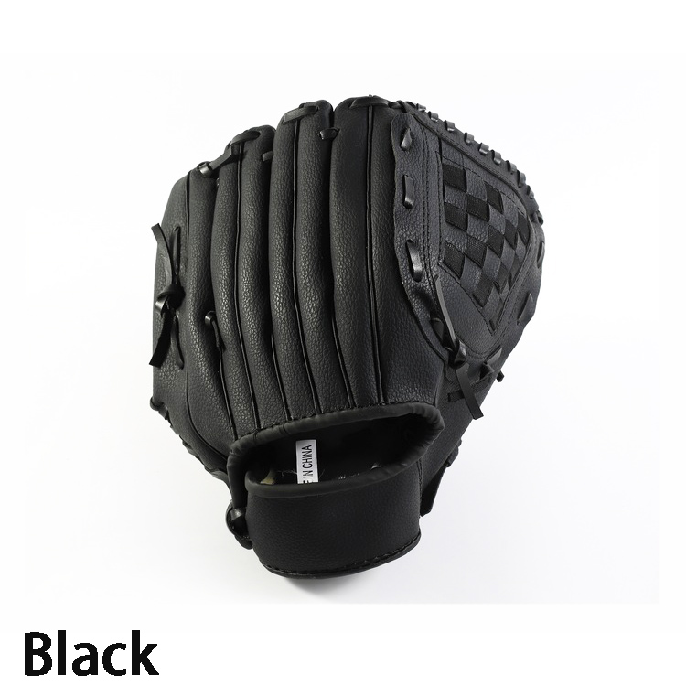 Baseball Handschoen lederen PU Werpers Infielder baseball handschoenen handschoenen voor kinderen Tiener Volwassen: Black / 11.5 inches