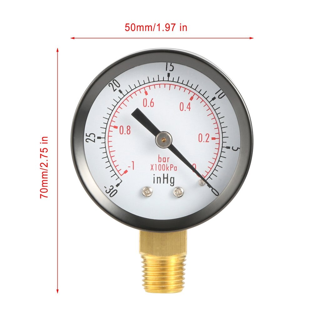 Vacuum Manometer Mini Dial Portable Dual Scale Dial Gauge 1/4" NPT -30HG/0PS Vacuum Pressure Meter 2" Dial Digital Display Gauge