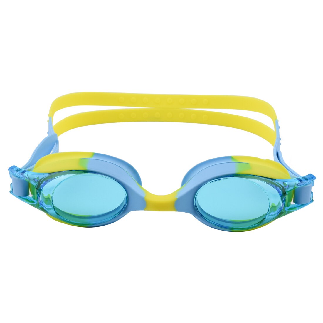 Svømmebriller børn svømmebriller børn anti-dug vandtæt silikone dreng pige baby svømme pool briller briller: Blå med gul