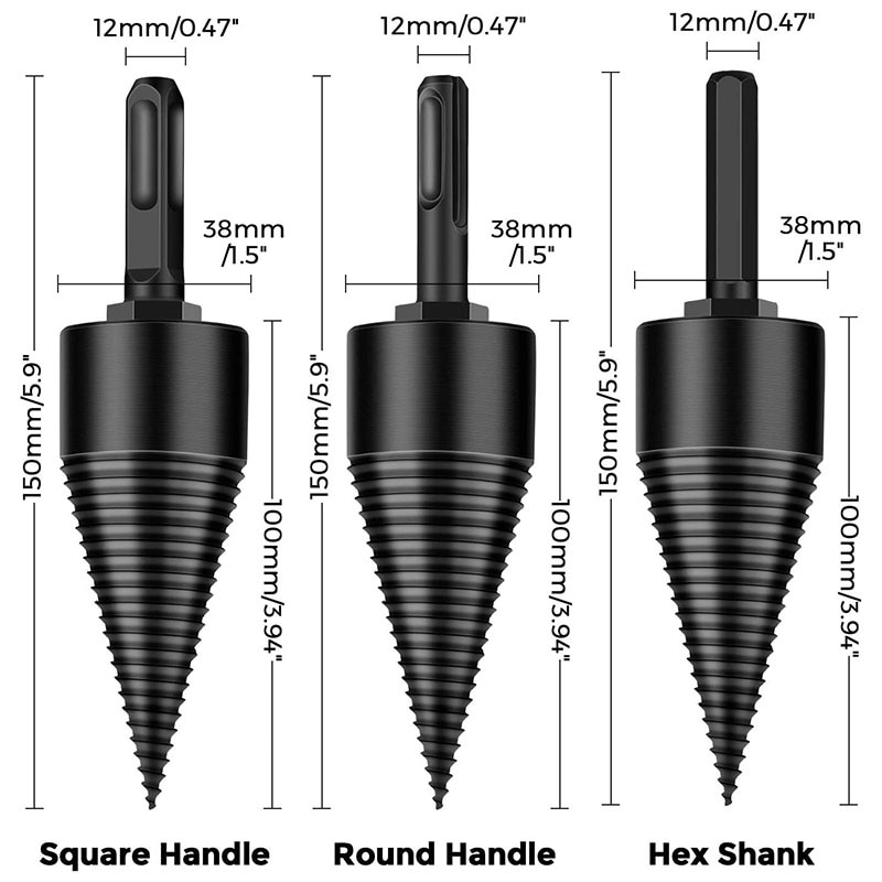 38mm Chop Wood Splitting Tool Cone Splitters Wood Breaking Machine Wood Breaker Firewood Chopper