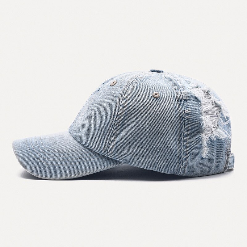 Casquette de Baseball en Denim délavée unisexe, chapeau ajustable avec trous déchirés, style hip hop, idéal pour les sports de plein air