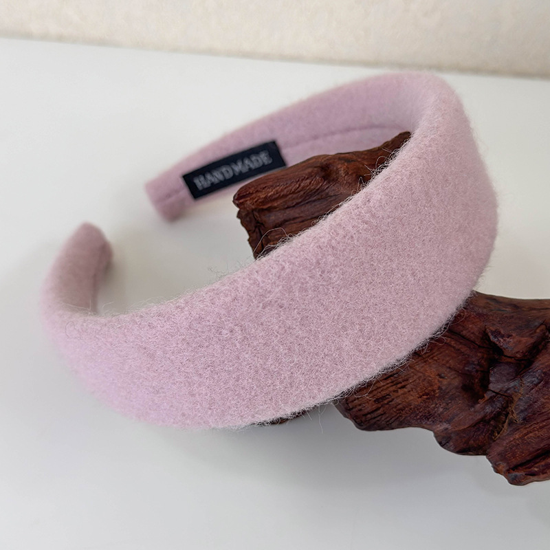 Diadema ancha de tela de felpa de lana Retro, bandas para el cabello de Color sólido para mujer, aro para el cabello con temperamento, accesorios para el cabello de femenina: Gris