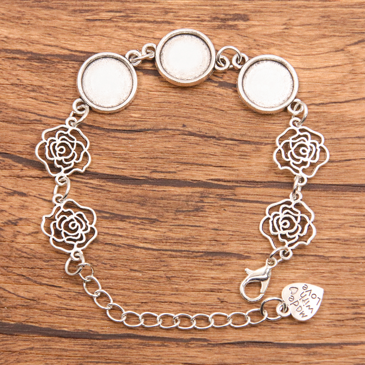 1 Uds., 2 colores, 15 estilos, aleación de Zinc de Metal, pulsera redonda de 12mm, ajuste de cabujón, conector de flor y Luna, accesorios de joyería hechos a mano: Azul cielo