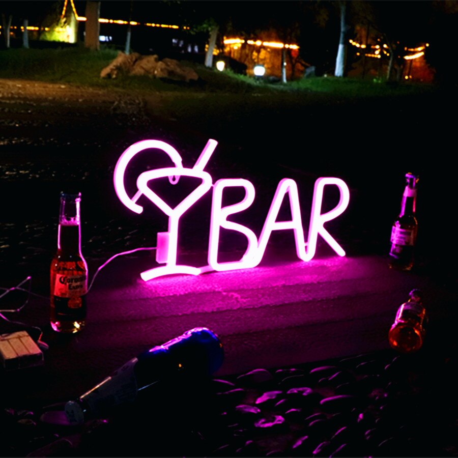 Sød bar neon skilt led regnbue lys lampe til kollegie indretning bar indretning neon lampe væg indretning jule neon pære badekar: Lyserød