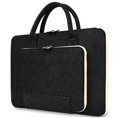 Laptop Bag 17.3" Wool Felt Laptop Bag Handbag 11 13 14 15.6" for MacBook Pro 16.1 for Lenovo Dell HP Asus Computer Bag Men Women: Black and white / 14-inch