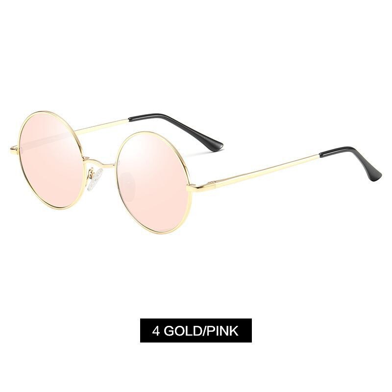 Yooske polariserede solbriller mænd metal små runde vintage solbriller retro john lennon briller kvinder mærke kørende briller: C4 barbie pink