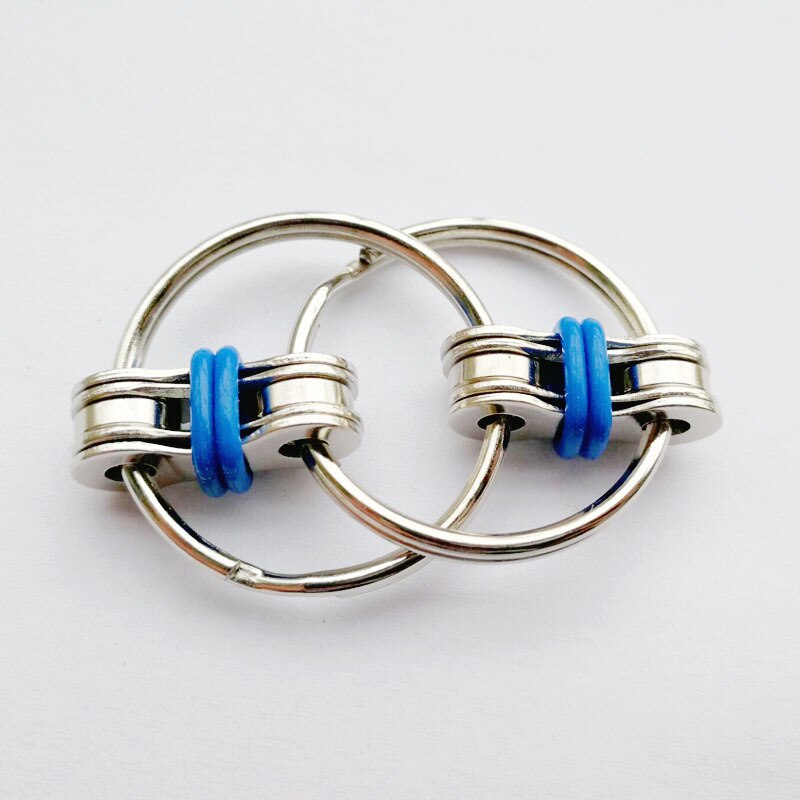 Flippy Chain Fidget Toy, Stainless Steel Key Ring Decompression Toy for Office Worker Autism ADHD: Deep Blue