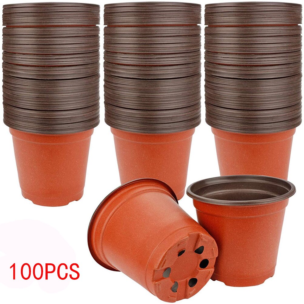 100Pcs Practical 4 Inch Planting Pots Plastic Non-toxic Planting Tray Plant Flowers Transplant Pots Garden Accessories