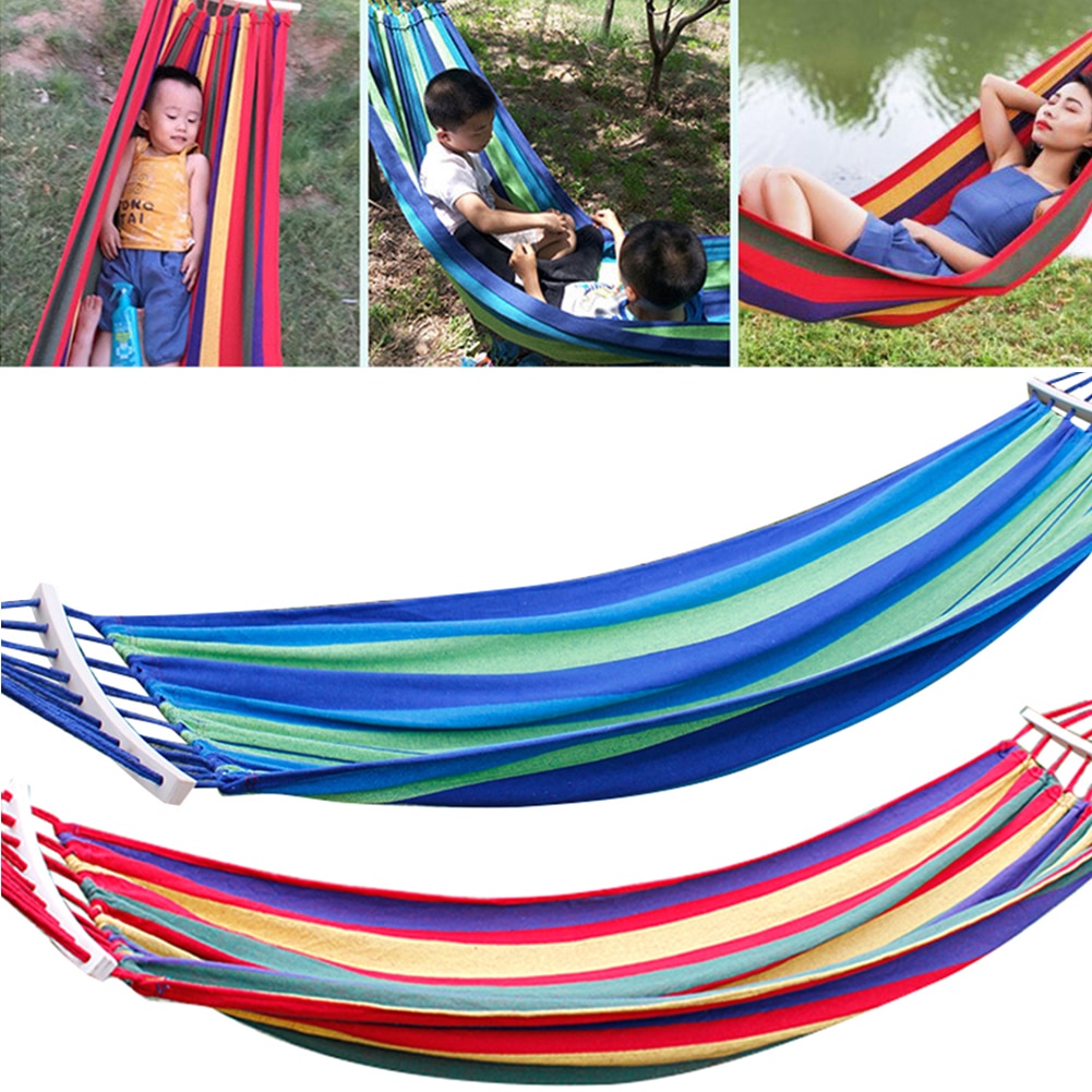 Camping playa doble hamaca jardín deportes hogar viaje Camping Columpio de lona al aire libre Patio de rayas dormir silla columpio cama