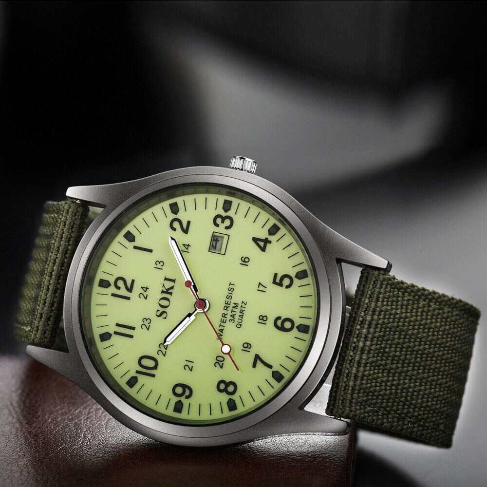 SOKI-reloj analógico de cuarzo para hombre, cronógrafo informal de estudiantil, de lujo, resistente al agua