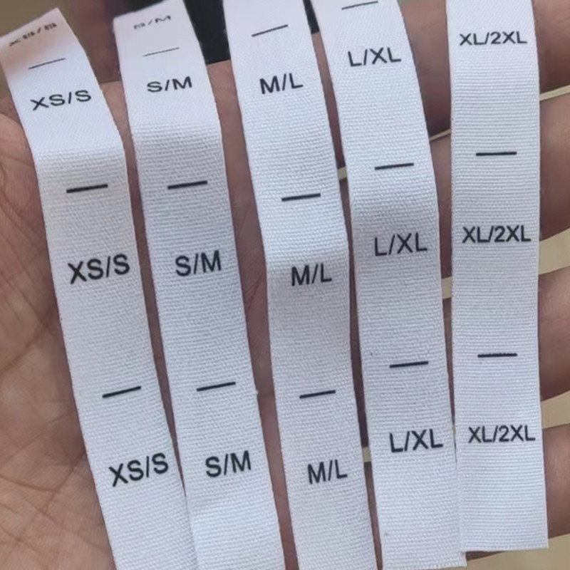 100PCS Wit Katoen Dubbele Maat Label voor volwassen XS/S S/M M/L L/XL XL/2XL Kledingstuk Print Doek Maat Etiketten