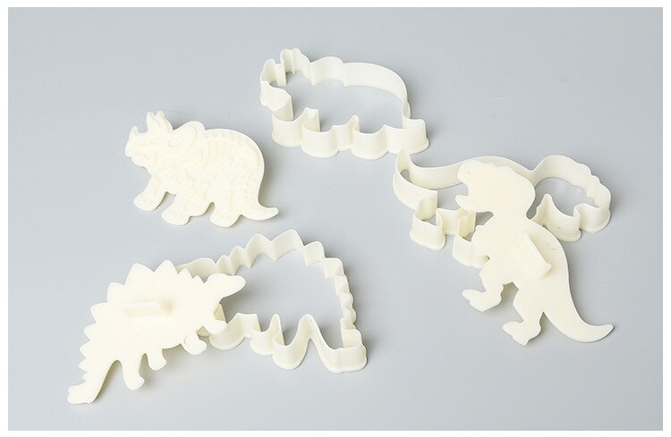 3Pcs Dinosaurus Cookies Cutter Mold 3D Dinosaurus Biscuit Embossing Mould Sugarcraft Dessert Bakken Siliconen Mal Cake Decor Tool: Dinosaur-D-3PCS