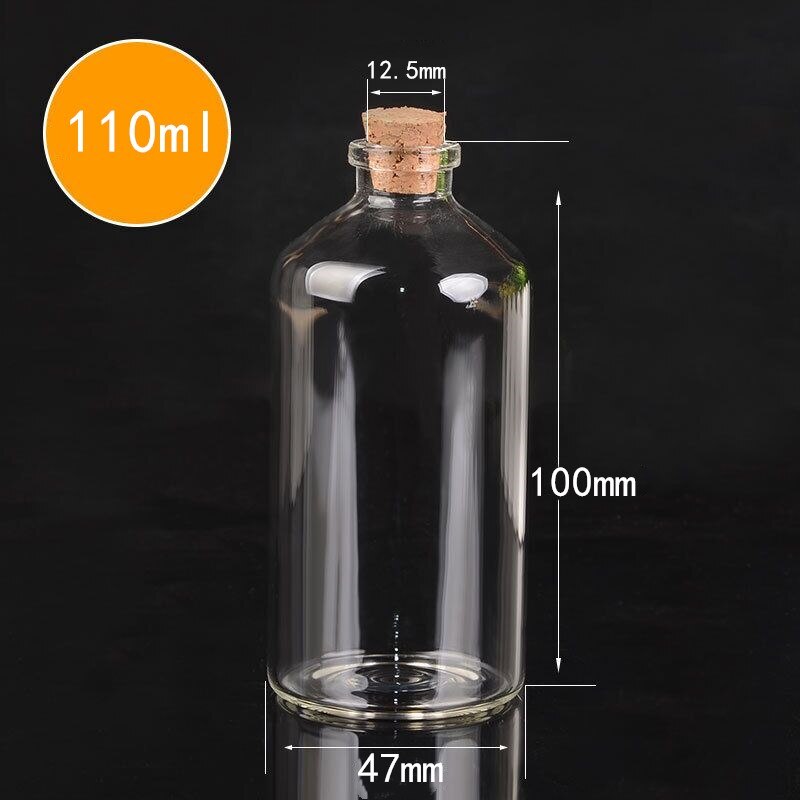 25pcs Transparent Lead-Free Glass Sealed Can Storage Tank Food Grains Storage Jar Cork Tea Containers Kitchen Storage: 47x100mm 110ml