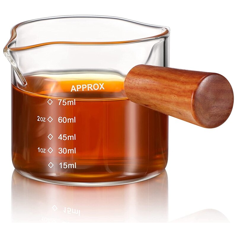 Double Spout Espresso Glass Coffee Double Spouts Glass Espresso Measuring Glass Coffee Carafe Glass With Handle: Clear