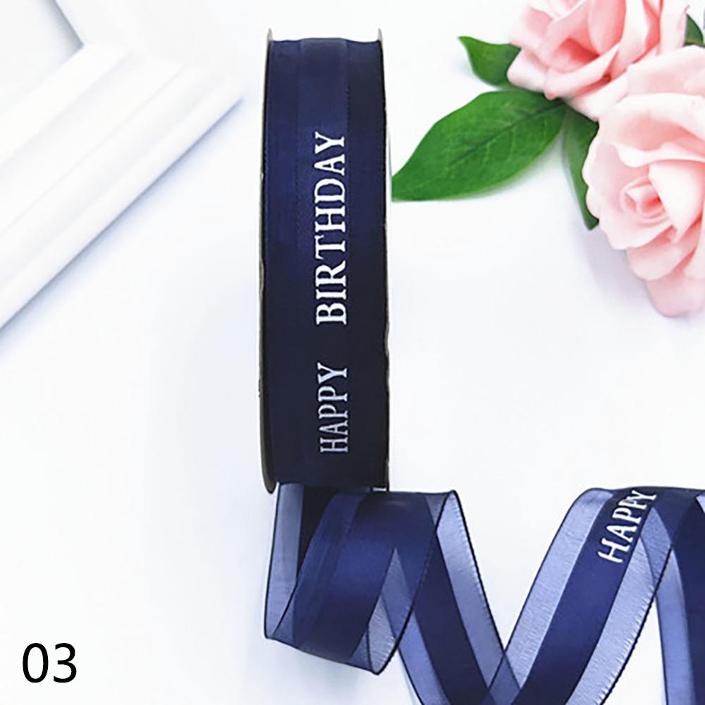 Rubans en Polyester pour décoration de gâteau d'anniversaire, 25mm, décoration de carte de noël pour fête de mariage, bricolage fait à la main, emballage de , rubans décoratifs: Bleu profond