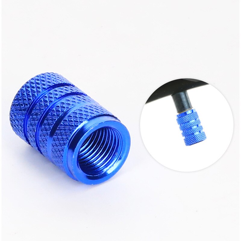 4PC Multi-Color Anodized Machined Aluminum Alloy Motor bike Bicycle Car Tire Valve Cap Dust Covers French Style Presta Valve Cap: B Blue 4pcs