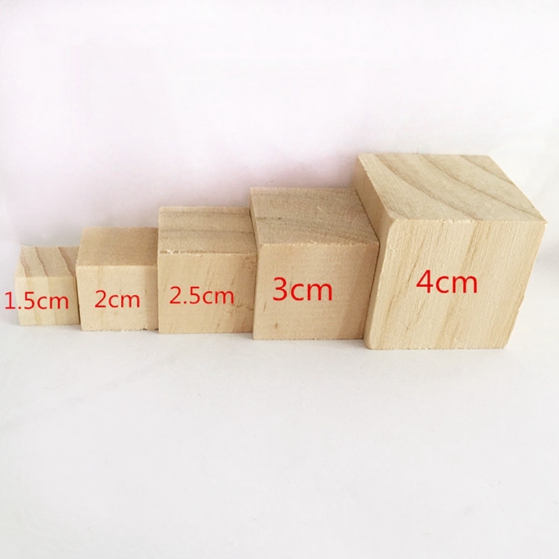 Bloques cuadrados de madera maciza para niños, juguetes educativos para edades tempranas, bloques de ensamblaje, adorno para manualidades, artesanía en madera