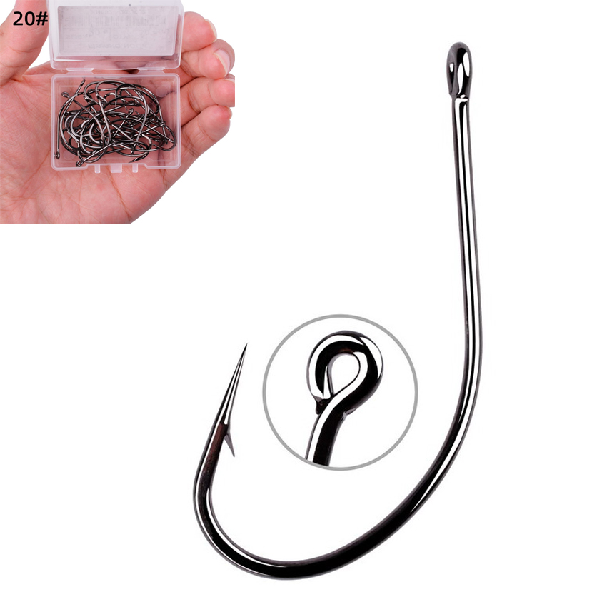30pcs Fishing Hooks Hign Carbon Steel Offset Barbed Sea Fishhook For Soft Lure Worm Fish Hook Bass Carp Fishing Tackle Box