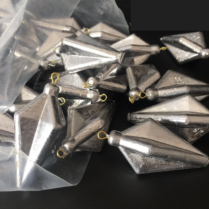 BlueSea 40g/50g/60g/80g/100g/120/120/ 150g Grote Zware Vierhoek Lood Vissen Sinkers Diamant Vissen Gewichten Voor Zee Vissen