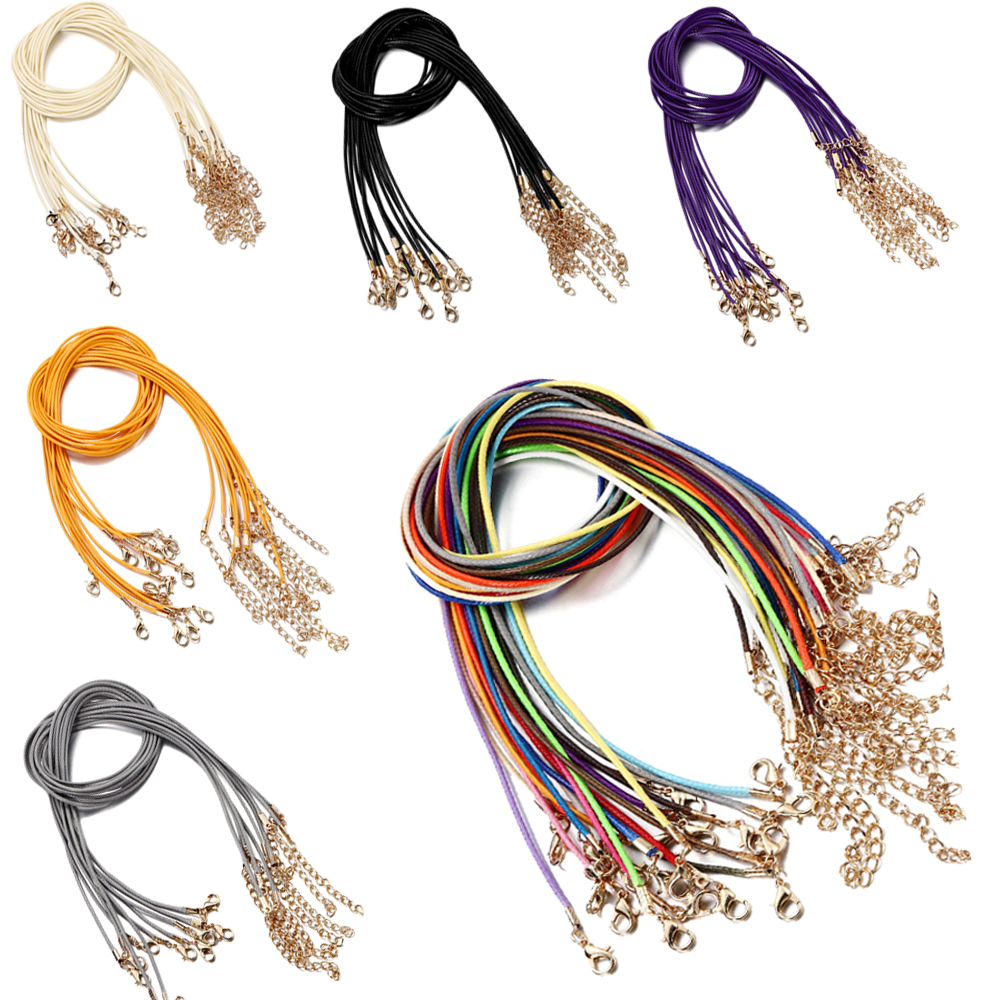 10 unids/lote 1,5mm cordón de cuero COLLAR COLGANTE con cierre cuerda trenzada ajustable para fabricación de joyería DIY collar pulsera Acces