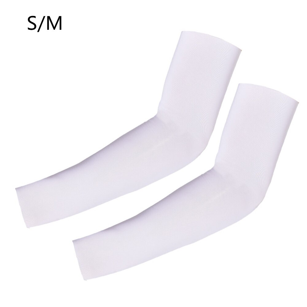 1Pair Long Gloves Sleeves Arm Protector Sun Protection Long Gloves Women Anti-UV Arm Warmer Cotton Long Fingerless Gloves Cuff: white S M