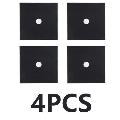 1/2 / 4PCS Reusable PTFE Range Hood Stove Burner Pad Temperature Anti-fouling Anti-oil Pad Lining Plate Cleaning Kitchen Tool: Black 4pcs