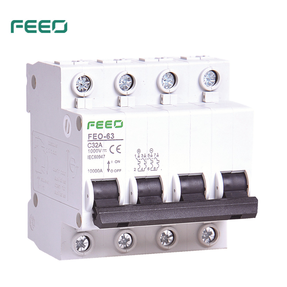 FEEO 4P 6A/10A/16A/20A/25A/32A/40A/50A/63A DC 1000V Circuit breaker MCB Zonne-energie Fotovoltaïsche PV