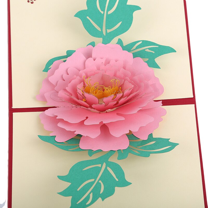 3d pop op-kort blomsterhilsen luoyang pæonfest invitation postkort med konvolut baby shower tillykke med fødselsdagen