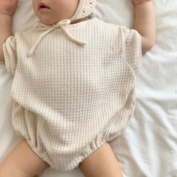 2021 estate giapponese ragazzi e ragazze bambino cotone waffle abiti a maniche corte borse casual abiti scoreggia