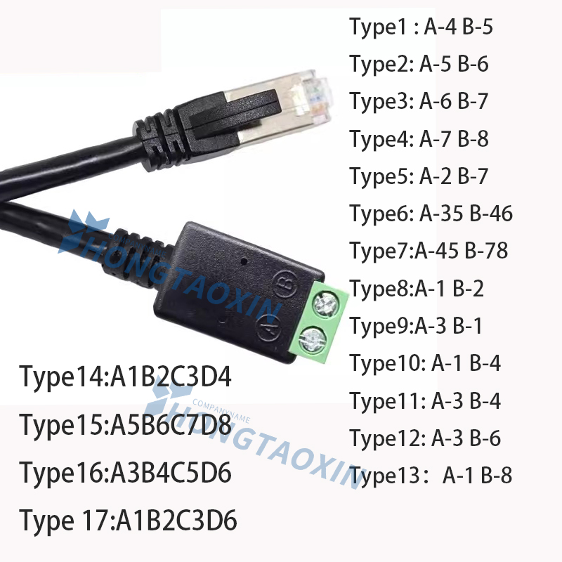 Rj45 zu 2 poliger 4 -poliger anschluss,  rs485 netzwerkkabel ,  rj45 stecker ,  rj45 stecker ,  zu 485 stecker-Splitter für cctv-dvr-verlängerungskabel