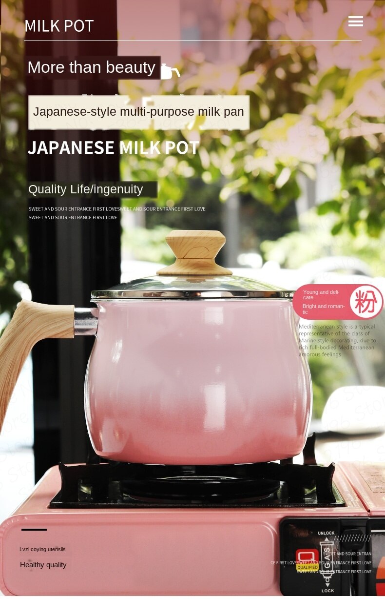 Liten kropp stor kapacitet japansk stil söt liten mjölkgryta slitstark non-stick beläggning minikruka lätt att rengöra